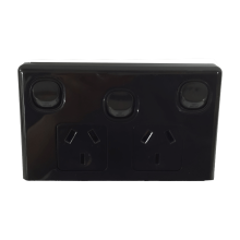 Highline Double Power Point With Extra Switch 10 Amp - BLACK - SGPO2XB
