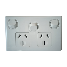 Highline Double Power Point With Extra Switch 15 Amp - White - SGPO2X/15