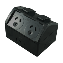 Highline Double Weatherproof Power Point 10amp IP53 *BLACK*  SWGP02-BLACK