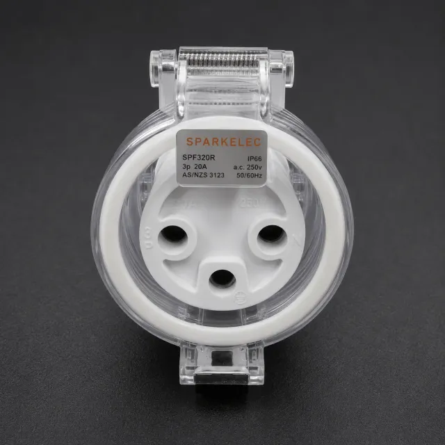 Highline 3 Pin 20amp ROUND Female Extension Socket IP66 - Single Phase - Impact And Chemical Resistant