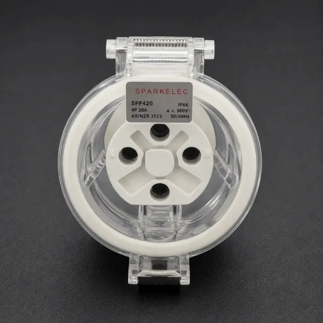Highline 4 Pin 20amp Female Extension Socket IP66 - Three Phase - Impact And Chemical Resistant