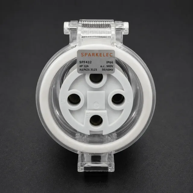 Highline 4 Pin 32amp Female Extension Socket IP66 - Three Phase - Impact And Chemical Resistant