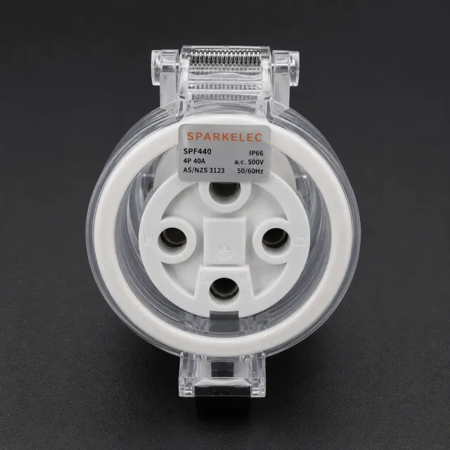 Highline 4 Pin 40amp Female Extension Socket IP66 - Three Phase - Impact And Chemical Resistant