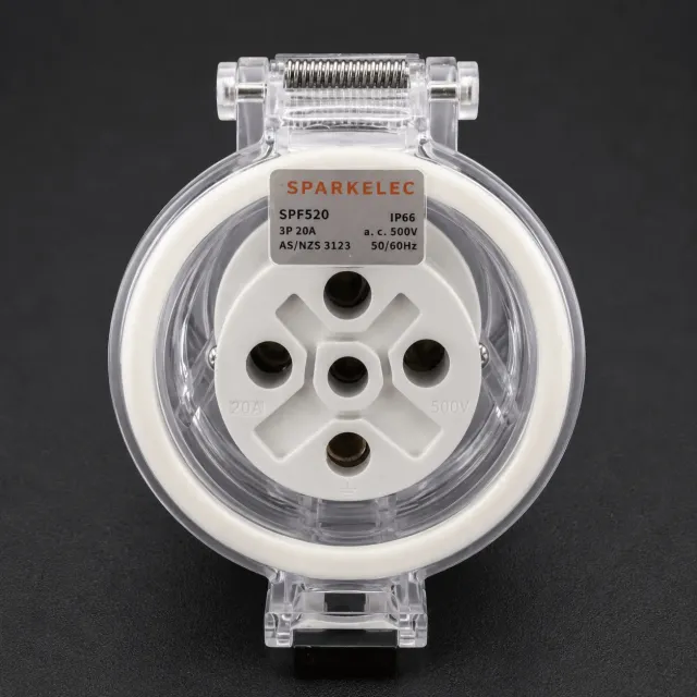 Highline 5 Pin 20amp Female Extension Socket IP66 - Three Phase - Impact And Chemical Resistant
