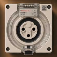 Highline 3 Pin 20amp Round Pin Female Socket Outlet IP66 - Single Phase - Impact And Chemical Resistant