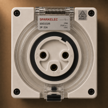 Highline 3 Pin 32amp Round Pin Female Socket Outlet IP66 - Single Phase - Impact And Chemical Resistant