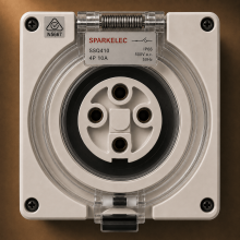 Highline 4 Pin 10amp Female Socket Outlet IP66 - THREE Phase - Impact And Chemical Resistant
