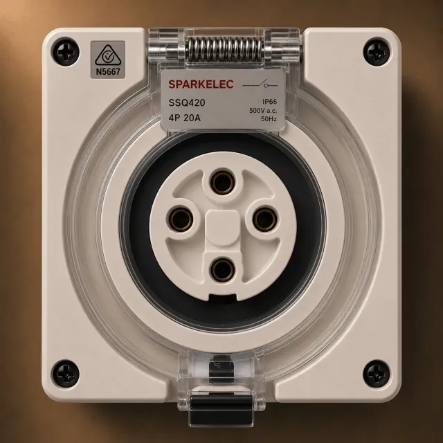 Highline 4 Pin 20amp Female Socket Outlet IP66 - THREE Phase - Impact And Chemical Resistant
