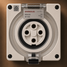 Highline 4 Pin 32amp Female Socket Outlet IP66 - THREE Phase - Impact And Chemical Resistant