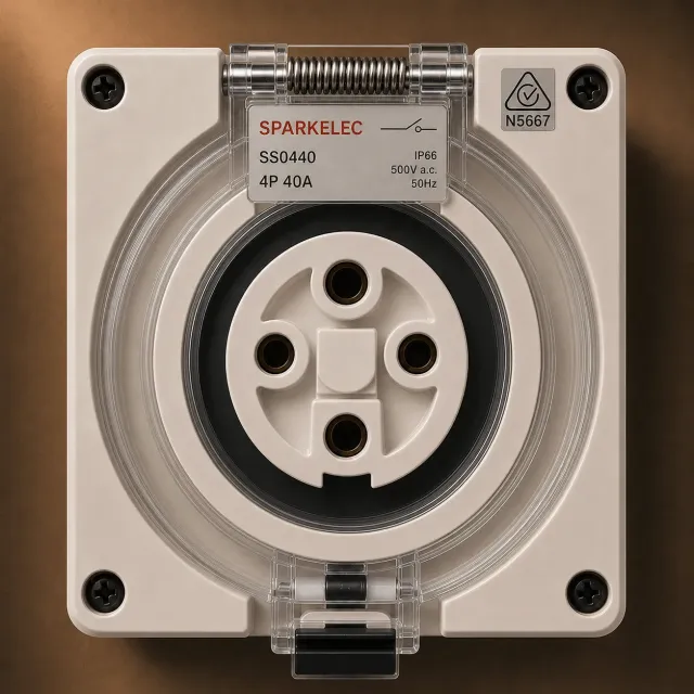 Highline 4 Pin 40amp Female Socket Outlet IP66 - THREE Phase - Impact And Chemical Resistant