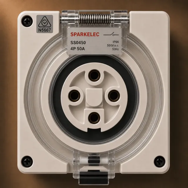 Highline 4 Pin 50amp Female Socket Outlet IP66 - THREE Phase - Impact And Chemical Resistant