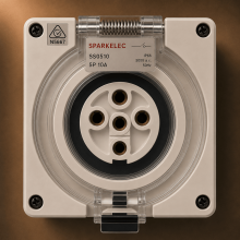 Highline 5 Pin 10amp Female Socket Outlet IP66 - THREE Phase - Impact And Chemical Resistant