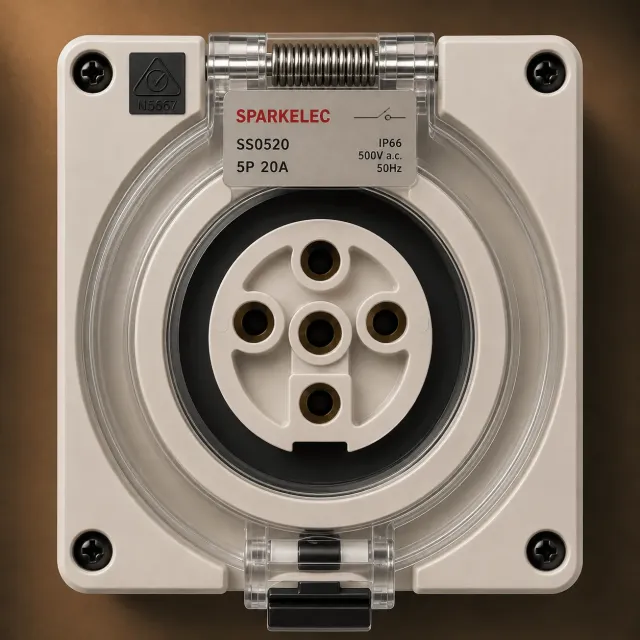 Highline 5 Pin 20amp Female Socket Outlet IP66 - THREE Phase - Impact And Chemical Resistant