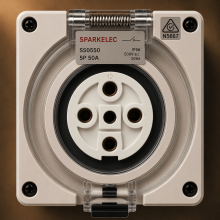 Highline 5 Pin 50amp Female Socket Outlet IP66 - THREE Phase - Impact And Chemical Resistant