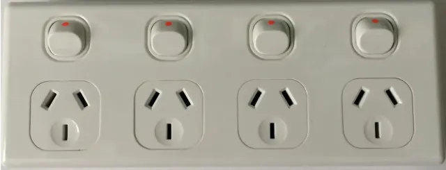 4 Gang Quad Power Point White - Highline 5 Years Warranty