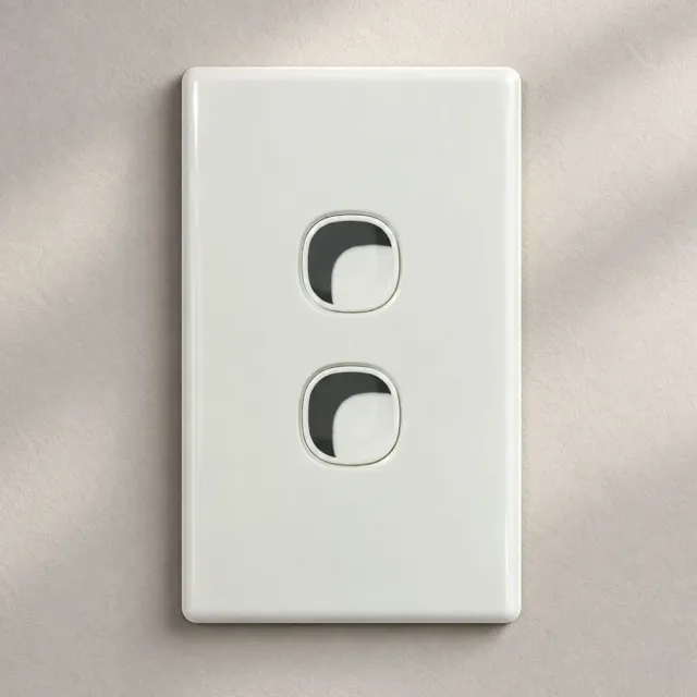 2 Gang Slimline Switch Plate White - 5 Years Replacement Warranty