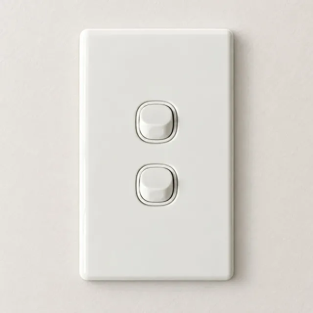 2 Gang Slimline Switch 16 Amp White - 5 Years Replacement Warranty