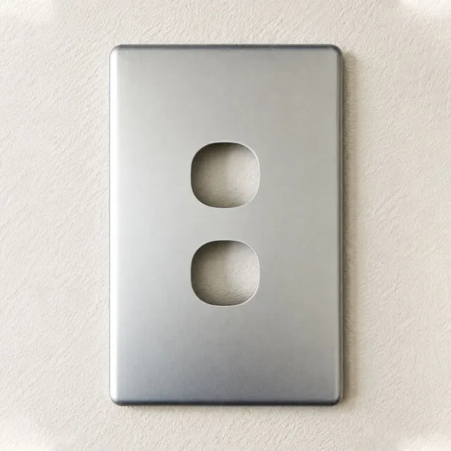 2 Gang Matt Silver Cover For Slimline Switch OR Plate - SWS2S/SC