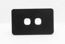 2 Gang Grid &amp; Plate Only Tempered Glass Midnight Black  - HIGHLINE SWS2TZ/BK/CP