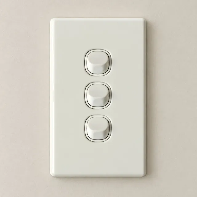 3 Gang Slimline Switch 16 Amp White - 5 Years Replacement Warranty