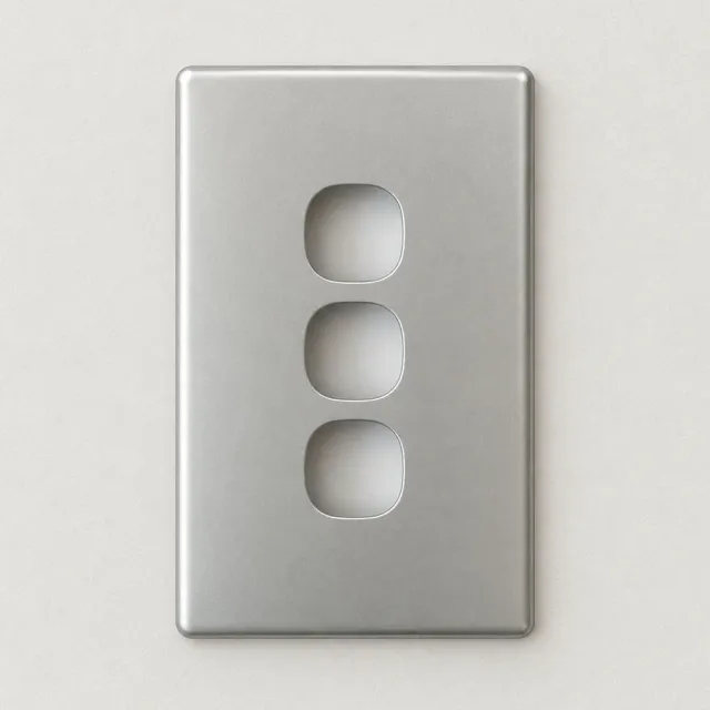 3 Gang Matt Silver Cover For Slimline Switch OR Plate - SWS3S/SC
