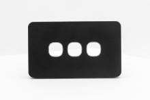 3 Gang Grid &amp; Plate Only Tempered Glass Midnight Black - HIGHLINE SWS3TZ/BK/CP