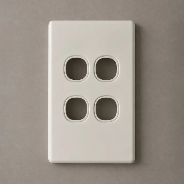 4 Gang Classic Switch Plate White - 5 Years Replacement Warranty