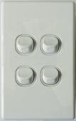 4 Gang Slimline Switch 16 Amp White - 5 Years Replacement Warranty