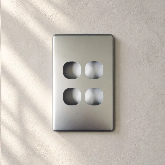 4 Gang Matt Silver Cover For Slimline Switch OR Plate - SWS4S/SC