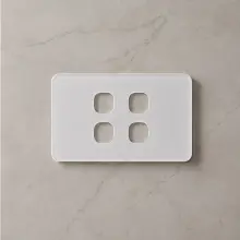 4 Gang Grid &amp; Plate Only Tempered Glass Off White - HIGHLINE SWS4TZ/WH/CP
