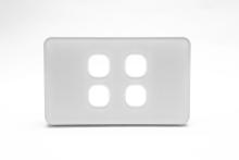 4 Gang Grid &amp; Plate Only Tempered Glass Off White - HIGHLINE SWS4TZ/WH/CP