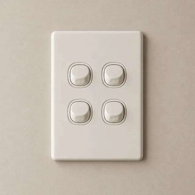 4 Gang Classic Switch 16 Amp White - 5 Years Replacement Warranty