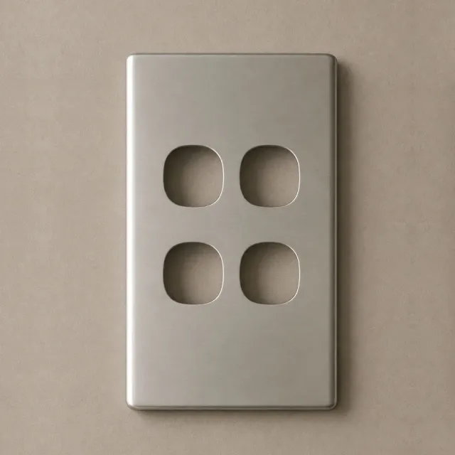 4 Gang Matt Silver Cover For Classic Switch OR Plate - SWS4V/SC