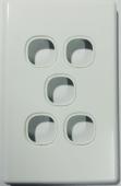 5 Gang Slimline Switch Plate White - 5 Years Replacement Warranty