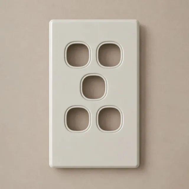 5 Gang Classic Switch Plate White - 5 Years Replacement Warranty