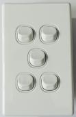 5 Gang Slimline Switch 16 Amp White - 5 Years Replacement Warranty