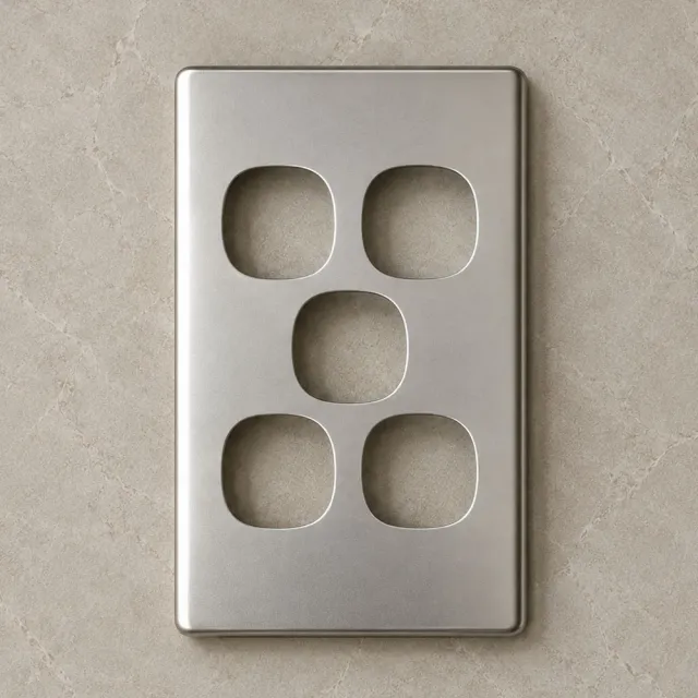 5 Gang Matt Silver Cover For Slimline Switch OR Plate - SWS5S/SC