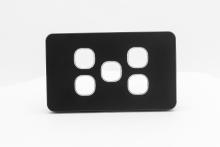5 Gang Grid &amp; Plate Only Tempered Glass Midnight Black - HIGHLINE SWS5TZ/BK/CP