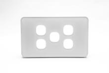 5 Gang Grid &amp; Plate Only Tempered Glass Off White - HIGHLINE SWS5TZ/WH/CP