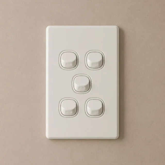 5 Gang Classic Switch 16 Amp White - 5 Years Replacement Warranty