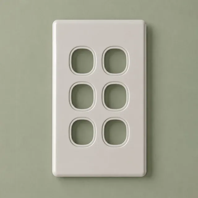 6 Gang Classic Switch Plate White - 5 Years Replacement Warranty