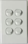 6 Gang Slimline Switch 16 Amp White - 5 Years Replacement Warranty