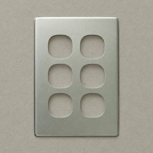 6 Gang Matt Silver Cover For Slimline Switch OR Plate - SWS6S/SC