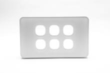 6 Gang Grid &amp; Plate Only Tempered Glass Off White - HIGHLINE SWS6TZ/WH/CP