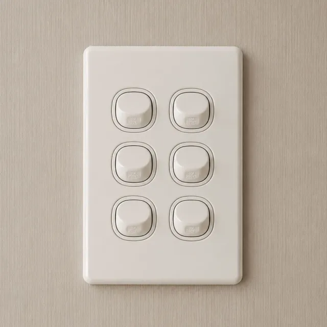 6 Gang Classic Switch 16 Amp White - 5 Years Replacement Warranty