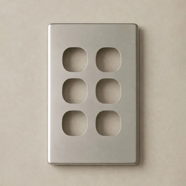 6 Gang Matt Silver Cover For Classic Switch OR Plate - SWS6V/SC