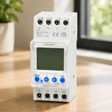 2 Channel 2 Pole 24 hour &amp; 7 Day Digital Timer with Battery Backup Din Rail Mount TC-AHC822